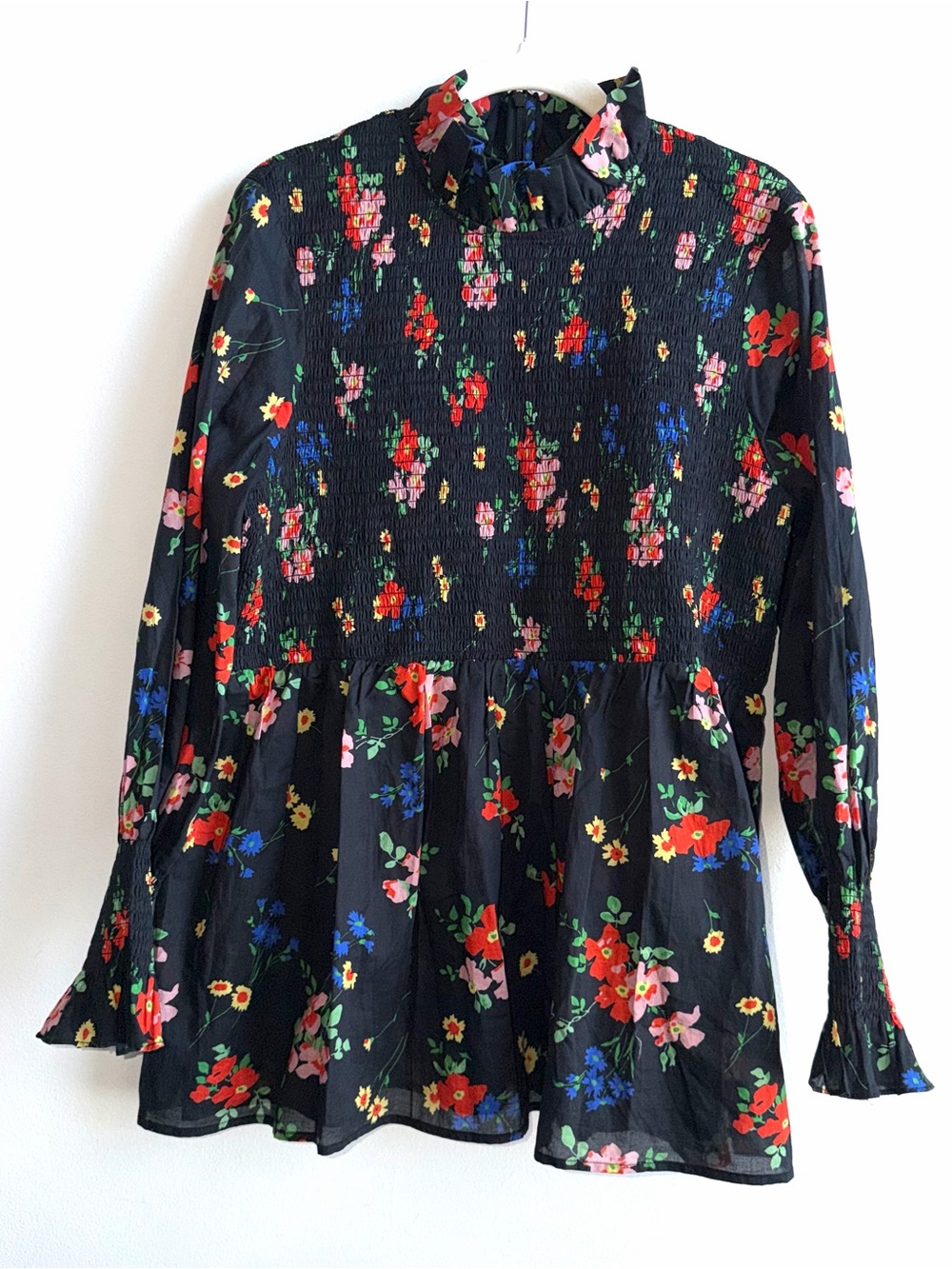 Tuckernuck After Light Amaryllis Rowen Floral Black Top Sz XXL Smocked Peplum